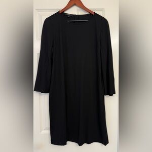 Lafayette 148 Black 3/4 Sleeve Shift Classic Dress With pockets Size Large